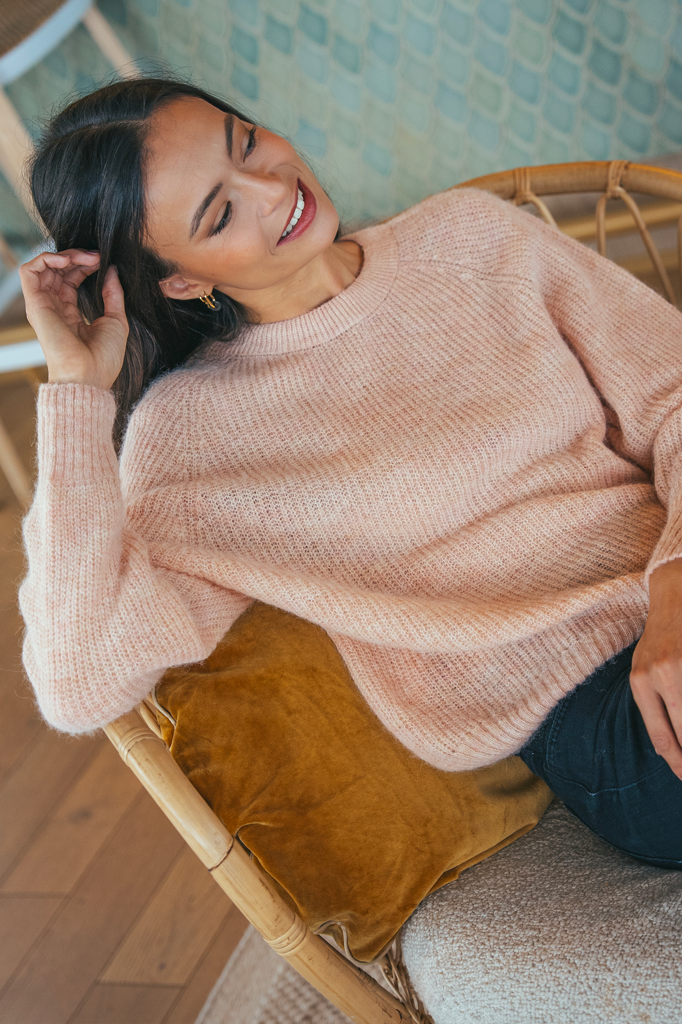 Pull Ambre en alpaga, tricoté sans couture aux mesures du corps